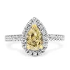 18ct Yellow and White Gold Yellow Pear Halo Ring