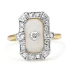 18ct Yellow and White Gold Deco Rock Crystal and Old Cut Diamond Ring