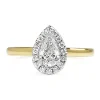 18ct Yellow and White Gold Pear Shape Halo Diamond Ring