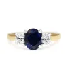 18ct Yellow and White Gold Oval Sapphire and Diamond 3 Stone Ring