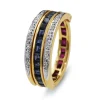 18ct Yellow and White Gold Ruby, Sapphire and Diamond Hinged Changeover Band Ring