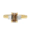 18ct Yellow and White Gold Emerald Cut Champagne and Trapezoid Diamond