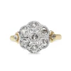 18ct Yellow and White Gold Old Cut Diamond Daisy Ring