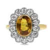 18ct Yellow and White Gold Yellow Sapphire and Diamond Daisy Ring