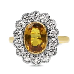 18ct Yellow and White Gold Yellow Sapphire and Diamond Daisy Ring