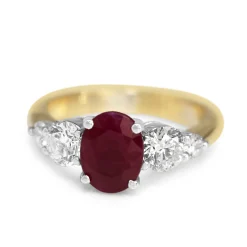 18ct Yellow and White Gold Ruby and Diamond 5 Stone Ring