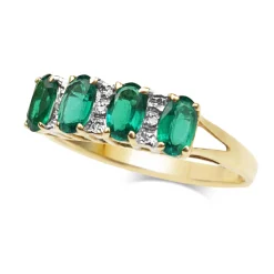 9ct Yellow and White Gold 4 Stone Gilson Emerald and Diamond Ring