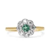 9ct Yellow and White Gold Emerald and Diamond Daisy Flower Ring