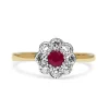 9ct Yellow and White Gold Ruby and Diamond Daisy Ring