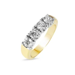 18ct Yellow and White Gold 4 Stone Diamond Ring