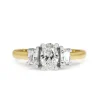 18ct Yellow and White Gold 3 Stone Oval and Cadillac Cut Diamond Ring