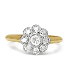 18ct Yellow and White Gold Diamond Daisy Ring