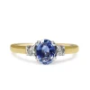 9ct Yellow and White Gold Oval Sapphire and Diamond 3 Stone Ring