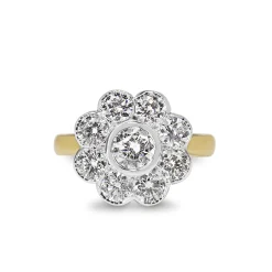 18ct Yellow and White Gold Daisy Diamond Ring