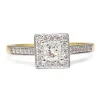 18ct Yellow and White Gold Square Halo Diamond Ring