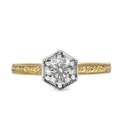 18ct Yellow and White Gold Vintage Style Diamond Ring