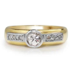 18ct Yellow and White Gold Bezel Diamond Ring