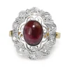 18ct Yellow and White Gold Art Deco Garnet and Rose Cut Diamond Ring