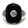14ct Yellow and White Gold Art Deco Onyx and Diamond Ring