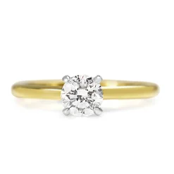 18ct Yellow and White Gold 4 Claw Diamond Solitaire Ring