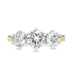 18ct Yellow and White Gold Antique Style 3 Stone Diamond Ring