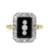 18ct Yellow and White Gold Onyx and Diamond Deco Style Ring
