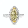 18ct Yellow and White Gold Yellow Marquise Diamond Halo Ring
