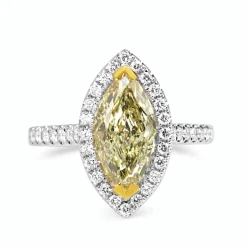 18ct Yellow and White Gold Yellow Marquise Diamond Halo Ring