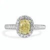 18ct Yellow and White Gold Yellow Oval Diamond Halo Ring