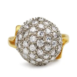 14ct Yellow and White Gold Single Cut Diamond Estate Cocktail Ring