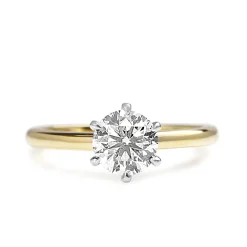 18ct Yellow and White Gold 1.01ct Diamond Solitaire Ring