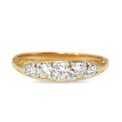 18ct Yellow and White Gold Art Deco Old Cut 5 Stone Ring