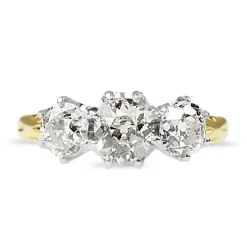 18ct Yellow and White Gold Antique Style Old Cut Diamond 3 Stone Ring