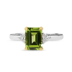 18ct Yellow and White Gold Peridot and Diamond Ring