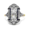 18ct Yellow and White Gold Art Deco Sapphire and Old Cut Diamond Ring