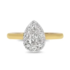 18ct Yellow and White Gold Pear Shaped Diamond Halo Ring