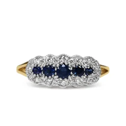 9ct Yellow and White Gold Sapphire and Diamond 5 Stone Ring