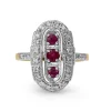 9ct Yellow and White Gold Ruby and Diamond Deco Style Ring