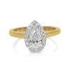 18ct Yellow and White Gold Pear Diamond Halo Ring