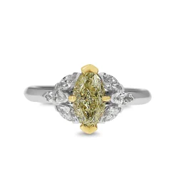 18ct Yellow and White Gold Yellow 'Moval' Diamond Ring