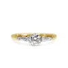 18ct Yellow and White Gold 3 Stone Brilliant and Baguette Cut Diamond Ring