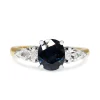 18ct Yellow and White Gold Sapphire and Pear Shaped Diamond 3 Stone Ring