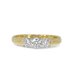 18ct Yellow and White Gold 3 Stone Vintage Style Diamond Ring