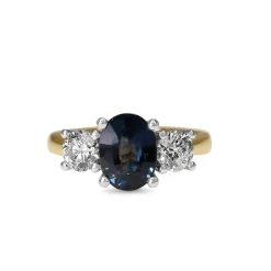 18ct Yellow and White Gold Sapphire and Diamond 3 Stone Ring