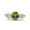 18ct Yellow and White Gold Vintage Style 3 Stone Yellow / Parti Sapphire and Diamond Ring