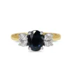 18ct Yellow and White Gold Oval Sapphire and Diamond 3 Stone Ring