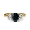 18ct Yellow and White Gold Oval Sapphire and Diamond 3 Stone Ring