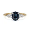 18ct Yellow and White Gold Oval Sapphire and Pear Diamond 3 Stone Ring