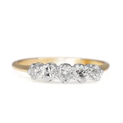 18ct Yellow and White Gold Antique Old Cut 5 Stone Diamond Ring