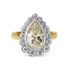 18ct Yellow and White Gold Yellow Pear Diamond Daisy Style Ring
